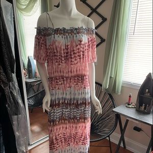 Tie-dye off shoulder dress
